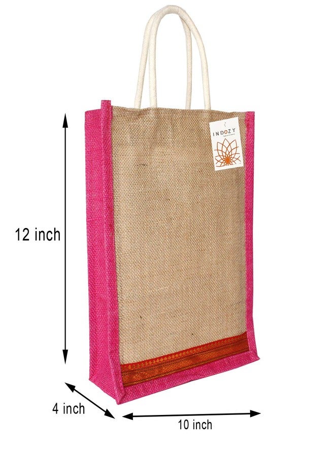 INDOZY Men's and Women's Jute Bag for Lunch Tiffin with Zip Plain Tote Combo (Multicolor) - Image 4